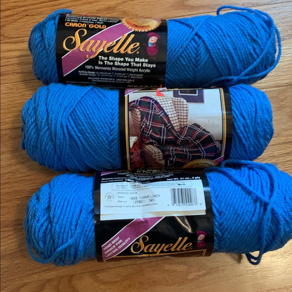Vintage Sayelle cornflower blue acrylic yarn, appear nearly new or slightly used